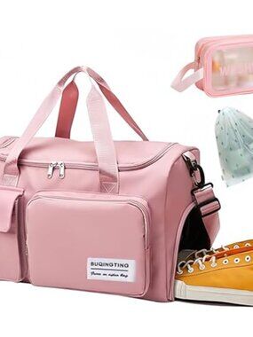 Gym Bag with Shoes Compartment and Wet Pocket, Lightweight Foldable Travel